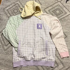 Teddy Fresh pastel gingham color block hoodie